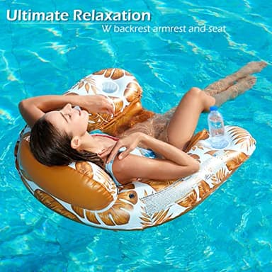 Jasonwell Inflatable Pool Float Chair - 2 Pack Pool Floaties Chair Floats Loungers for Swimming Pools Floating Lounger with Cup Holders Toy Party Floaties for Adults L - Image 2