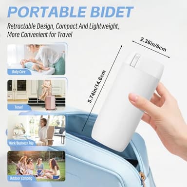 Portable Bidet, 150ml Tank, Peri Bottle for Women with 3 Pressure Modes, 1500mAh Rechargeable Battery for Travel and Postpartum Use, Small and Portable Powerful Travel Bidet - Image 8