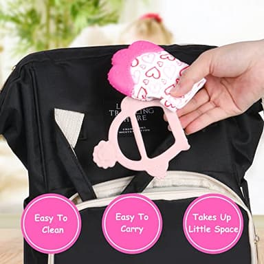 Vicloon Silicone Teething Mitt, 2Pcs Teething Mitten with Adjustable Strap, Crinkle Sound and Textured, Self Soothing Baby Chew Toys for 0-6month Infant - Image 6