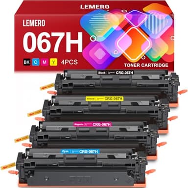 LEMERO 067H Toner Compatible for Canon 067H Toner Cartridges Set Work for Canon MF656Cdw Toner for Canon 067 MF654Cdw MF653Cdw LBP632Cdw Printer, Black Cyan Yellow Magenta 4-Pack of 067h Toner - Image 1