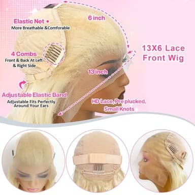BOTNNS 28 Inch 613 13x6 Lace Front Wig Human Hair 200 Density Blonde Wig Human Hair 613 Body Wave Blonde HD Lace Front Wigs Human Hair Pre Plucked 613 Lace Frontal Wigs - Image 5
