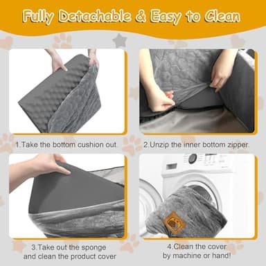 Dog Car Seat for Small/Medium Dogs, Memory Foam Dog Booster Seat, Travel Safety Per Car Seat with Washable Removable Cover, Storage Pockets for Dogs up to 35 lbs(Gray) - Image 7
