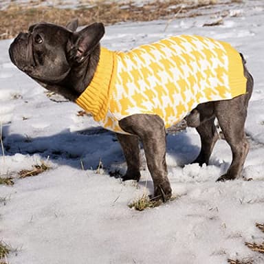 CuteBone Turtleneck Dog Sweater for Medium Dogs Houndstooth Pet Winter Clothes Pullover Sweater Cat Clothes - Image 3