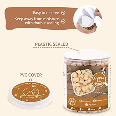 Dancing Tail Freeze Dried Raw Cat and Dog Treats, Healthy Limited Ingredient Chicken Cube Weight Control Traing Treats for Small Dogs Cats 5 Ounce - Image 7
