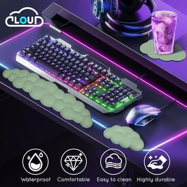 Cloud Wrist Rest for Keyboard & Mouse - Non-Slip Base, Extended Memory Foam, Ergonomic Design for Office & Gaming - Image 3