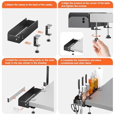 Josmimic Upgraded Griddle Caddy for 28"/36" Blackstone/Weber Griddle, BBQ Grill Storage Organizer, Space Saving Griddle Accessories with Double-Sided Magnetic Strip & Paper Towel Holder & J-Hooks - Image 7