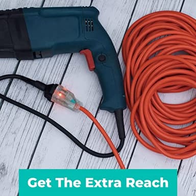 KMC 50ft 16AWG Outdoor Extension Cord, SJTW 16/3 Lighted Power Cord, Bright Orange, ETL Certified (50ft/15.24m) - Image 4