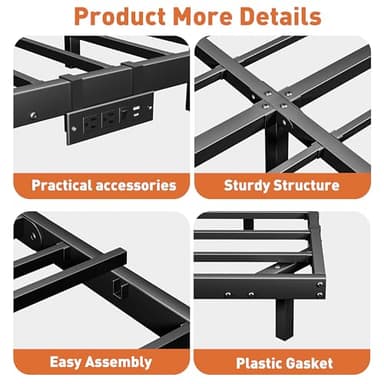 10 Inch Floating Queen Bed Frame with Smart LED Lights and Charging Station, Modern Metal Queen Bed Frame, Easy to Assemble, No Box Spring Needed (Queen) - Image 7