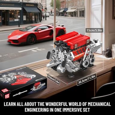 Mould King W16 Engine Building Blocks Set, 10163 Combustion Engine Model That Runs, Mini Engine Build Kit for Adults with Battery and Motor, Engineering Construction STEM Toy (952 Pcs) - Image 5