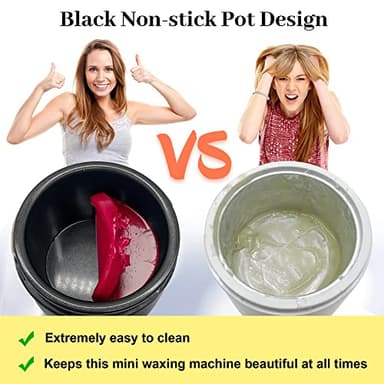 Mini Wax Pot Warmer for Hair Removal, Professional Portable Digital Wax Heater Machine for Facial Body SPA Salon, with 200ml Non-stick Pot, ℃/℉ Switchable Display, 100 Brow Sticks - Image 5