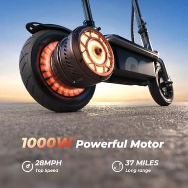 iScooter F3 Electric Scooter with Seat, 28 MPH Top Speed & 37 Miles Range, 1000W Powerful Motor, 10'' Pneumatic Tire Scooters for Adults, Adjustable Seat & Handlebar E-Scooter for Adults with Seat - Image 3