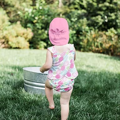 i play. by Green Sprouts Baby & Toddler Flap Sun Protection Hat, All-Day UPF 50+ Sun Protection for Head, Neck & Eyes, Light Pink, 2T-4T - Image 3