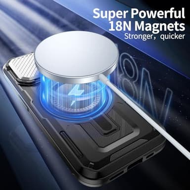 WASTROYAL Camera Stand Case for iPhone 15 Pro Max, [Compatible with MagSafe] [Lens Cover] 2024 Version Military Grade Protective Soft Case for iPhone 15 Pro Max 6.7 inch Men Women, Black - Image 2