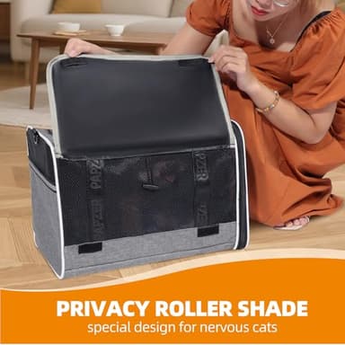 PAPZER Top Loading Medium Cat Carrier with Privacy Curtain, Delta Approved TSA Pet Travel Crate Suitcase Luggage Sleeve, Soft-Sided Dog Kennel Bag 18x11x11 United Airline Approved Under Seat Grey - Image 3