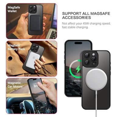 BENTOBEN Magnetic for iPhone 16 Pro Max Phone Case 2024, [Compatible with Mag Safe] [Full Camera Protection] Translucent Matte Slim Shockproof Protective Cute Cover for iPhone 16 Pro Max 6.9" Black - Image 2