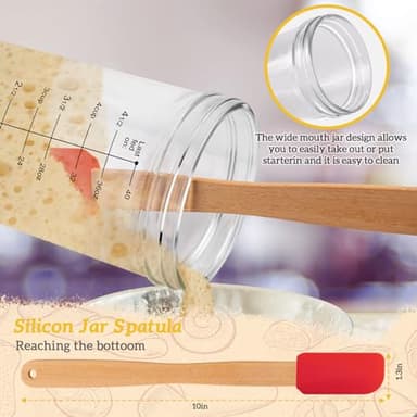 Tyniaide 40oz/1200ml Sourdough Starter Kit – Extra Thermometer Strips and Breathable Covers Included in Sourdough Starter Jar – A Perfect Sourdough Bread Starter Kit for Beginners to Expert - Image 4