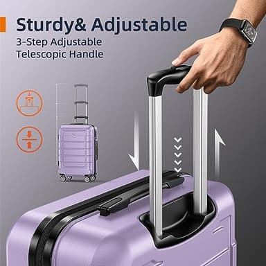 SHOWKOO Luggage Sets Expandable PC+ABS Durable Suitcase Double Wheels TSA Lock Lavender Purple 3pcs - Image 6