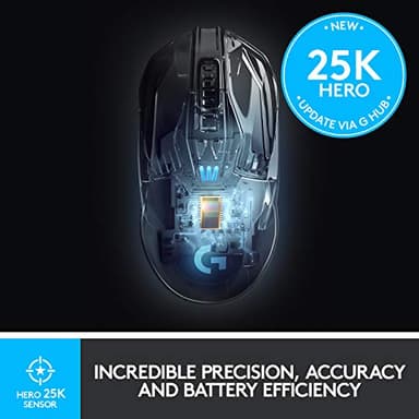 Logitech G903 LIGHTSPEED Wireless Gaming Mouse W/ Hero 25K Sensor, PowerPlay Compatible, 140+ Hour with Rechargeable Battery and Lightsync RGB, Ambidextrous, 107G+10G optional, 25,600 DPI, Black - Image 3