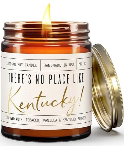 Kentucky Gifts, Kentucky Decor for Home - 'There's No Place Like Kentucky Candle, w/Tobacco, Vanilla & Kentucky Bourbon I Kentucky Souvenirs I Kentucky State Gifts I 9oz Jar, 50Hr Burn, USA Made - Image 1