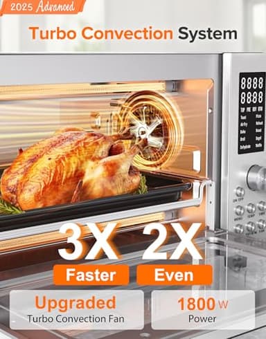 Nuwave Bravo Pro Smart 21QT Toaster Oven Air Fryer Combo, Convection Oven Countertop, 10 functions all in 1, with even & quick crisp technology, 50-450°F, 1800W, Stainless Steel - Image 2