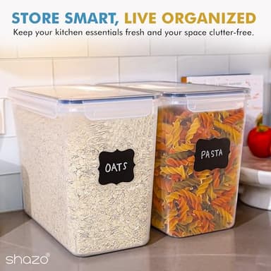 Shazo 2 PC (11L | 372 oz) Flour Sugar Storage Containers with Easy Carry Handle - Plastic Extra Large Food Storage Containers with Lids for Rice Cereal, BPA Free & Airtight Kitchen Pantry Organization - Image 6