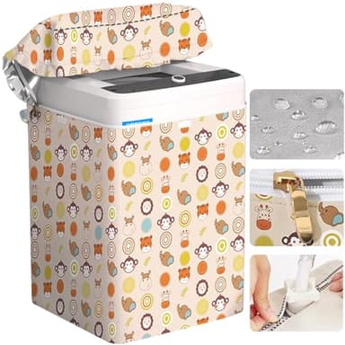 Top Load Washing Machine Cover Waterproof Washer Dryer Cover with Zipper Dustproof Outdoor Full-Automatic Washer Protector Case Laundry Cover 22x22.8x36.2inch (Animal) - Image 1