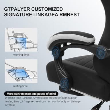 GTPLAYER Gaming Chair, Computer Office Chair with Pocket Spring Cushion, Linkage Armrests and Footrest, High Back Ergonomic Computer Chair with Lumbar Support Task Chair with Footrest - Image 6