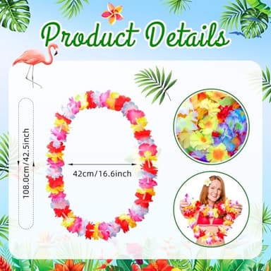AMAZING TIME 200 Count Hawaiian Lei Bulk, Tropical Luau Hawaii Theme Silk Flower Necklace, Party Favors for Beach Holiday Wedding Birthday Party, Aloha Summer Party Decorations - Image 2