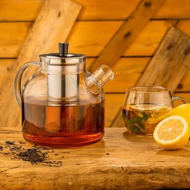 1500ml(50oz) Glass Teapot with Removable Infuser, Ehugos Stovetop Safe Large Tea Pot, Blooming and Loose Leaf Hand Crafted Kettle for Women and Adult with Stainless Infuser - Image 8