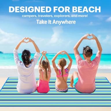 Extra Large Beach Blanket Outdoor Picnic Blankets, Light Foldable Waterproof Sand Free Picnic Mat Beach Mats for Family Festival BBQ Park Grass Lawn Camping Hiking Travel Concerts (BLUE 2, 80x80 in) - Image 4