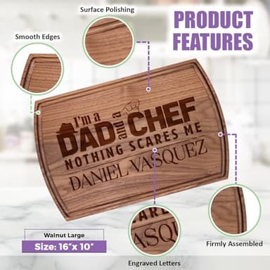 Personalized Wooden Grilling Board – Custom BBQ Gift for Men: Dad, Husband, Grandpa, Father-in-Law or Him – Birthday, Anniversary, Father’s Day or Christmas – Great Gift Idea for Men Who Love Grilling - Image 7