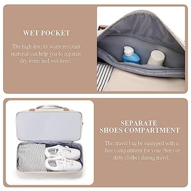 Weekender Bags for Women,Personal Item Travel Bag with Shoes Compartment,Overnight Travel Duffel Bag with Toiletry Bag - Image 4