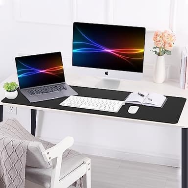 Large Desk Mat 47.2" x 17" Leather Desk Pad Protector with Natural Cork & PU Leather, Non-Slip Office Desk Mat, Large Mouse Pad, Waterproof Desk Blotter pad for Office&Home(Black) - Image 7