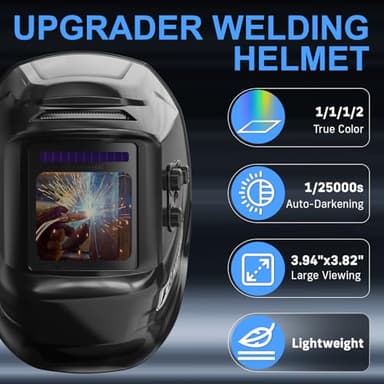 3.94”×3.82” Large Viewing Welding Helmet, True Color Auto Darkening Welding Helmet, Solar/Rechargeable Battery Power Welding Hood With 4 Arc Sensor, Wide Shade 4/5-9/9-13 Welding Mask For TIG MIG ARC - Image 2