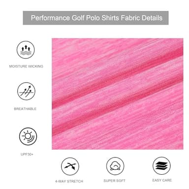 Alex Vando Mens Golf Shirt Moisture Wicking Quick-Dry Short Sleeve Casual Polo Shirts for Men,Hot Pink,L - Image 4