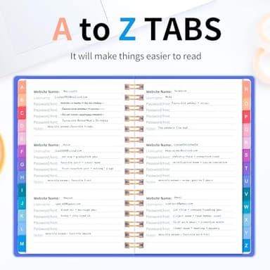 Spiral Password Book with Alphabetical Tabs - 5.8" X 8.2" Small Password Keeper Book with Inner Pocket for Seniors, Large Print, Hardcover, 450 Logins – Monthly Planner ，Home, Office, Family Planning - Image 3