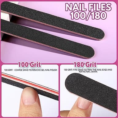 FANDAMEI Nail Files and Buffers, 20PCS Nail File Kit. Rectangular Nail Buffer Block & 100/180 Grit 7 Way Nail File & Polishing Buffer. Nail Prep Kit. Professional Manicure Nail Tools - Image 6