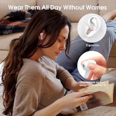 Wireless Earbuds, Bluetooth 5.4 Headphones HiFi Stereo, Bluetooth Earbuds with ENC Noise Cancelling Mic, IP7 Waterproof in Ear Earphones, 48H, LED Display Ear buds for Pad Workout Sports, Rose Gold - Image 7
