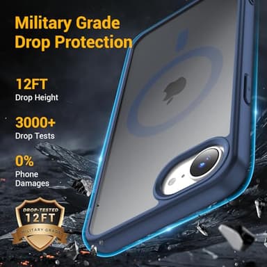 Temdan for iPhone 16e Case[Compatible with MagSafe] [Military-Grade Drop Protection] [Anti-Fingerprint] [Anti-Scratch] Slim Silky-Soft Touch Translucent Matte Sleeve Case 6.1 inch, Blue - Image 3