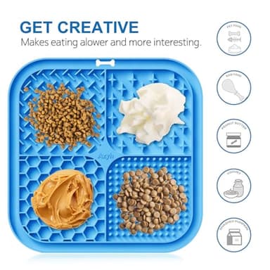 Azyh 2 PCS Licking Mat for Dogs & Cats with Suction Cups, Dog Slow Feeder Lick Pat for Anxiety Relief, Dog Toys Feeding Mat for Butter Yogurt Peanut, Pets Bathing Grooming Training Mat (7.9''*7.9'') - Image 3