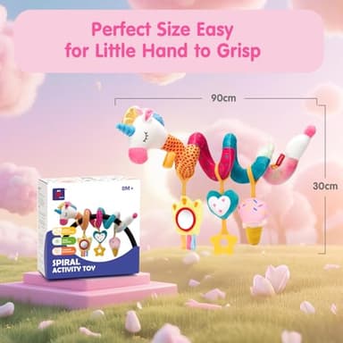 hahaland Car Seat Toys for Babies 0-6 Months Girl - Baby Toys 3-6 Months - Rattle, Mirror, Crinkle, Squeaky Carseat Stroller Toy 0-6 Months Developmental Newborn Baby Girl Birthday Gifts - Image 2