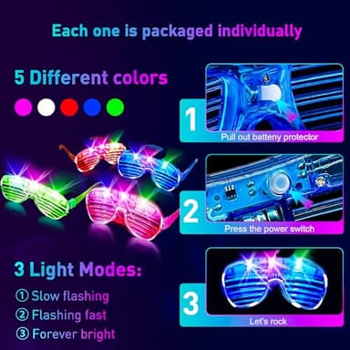 SHQDD 236PCS Glow in the Dark Party Supplies, 18 PCS Foam Glow Sticks, 18 PCS LED Glasses, 100PCS Glow Sticks Bracelets and 100 PCS Connectors for Glow Party, Wedding, Concert, Raves and Birthday - Image 3