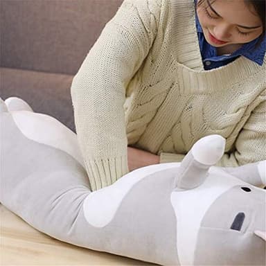 shangman Lovely Plush Cat Doll Cute Cartoon Soft Stuffed Kitten Pillow Long Throw Sleeping Toy Gift for Kids Girlfriend Multiple Size (Grey,50cm/19.6in) - Image 9