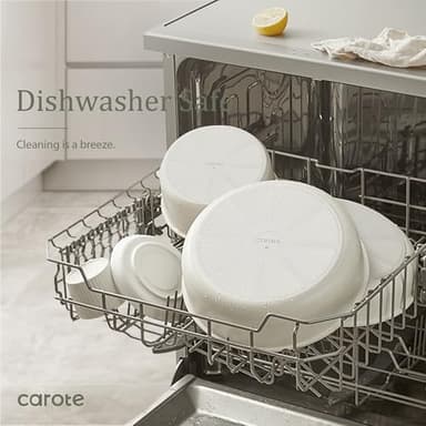 CAROTE 5pcs Pots and Pans Set Non Stick, Cookware Sets, Kitchen Set, Oven/Dishwasher/Fridge Safe, Space Saving Pots Set, Nonstick Set with Versatile Detachable Handle, Induction RV Set, Cream - Image 3