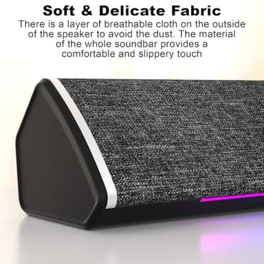 SOULION R60 Bluetooth Computer Speakers, USB Plug-N-Play PC Speakers with LED Dynamic Light, Surround Sound Soundbar Speaker with Rotary Switch for Desktop Laptop (USB-C to USB Adapter Included) - Image 7