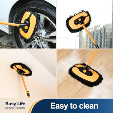 Yocada Car Wash Brush Mop 15° Curved with 43" Telescopic Aluminum Long Handle Microfiber Car Cleaning Mop for Car Wash Truck Boat Wheel with 1 Chenille Replacement Head - Image 6