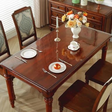 OstepDecor Clear Table Cover Protector 42 x 96 Inch, 2mm Thick Plastic Table Cover, Table Protector for Dining Room Table, Waterproof & Wipe Clean Table Mat Pad for Kitchen Wood Table - Image 2