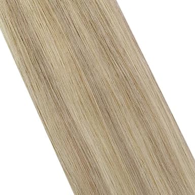 Moresoo Tape in Highlighted Hair Extensions Real Human Hair Ash Blonde Mix with Bleach Blonde Tape in Extensions Human Hair 20 Inch #P18/613 20pcs 50g - Image 9