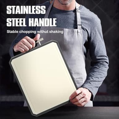 SNOWCLAD Stainless Steel Cutting Board,Double Sided Steel Cutting Board Set for kitchen,Stainless Steel/Wheat straw pp Large for meat,Dishwasher Safe [16 * 11+12 * 8.3 Inch] - Image 6