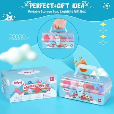 Mulyng Mochi Squishy Toys 80 Pack, Kawaii Squishies Fidget Toy for Kids Party Favor Christmas Birthday Gift Easter Goodie Bags Fillers Classroom Prizes with Storage Box, Non Duplicates (80 Pack) - Image 3